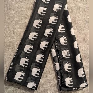 Women's Accessory Street Cowl Black With White Elephants On It.